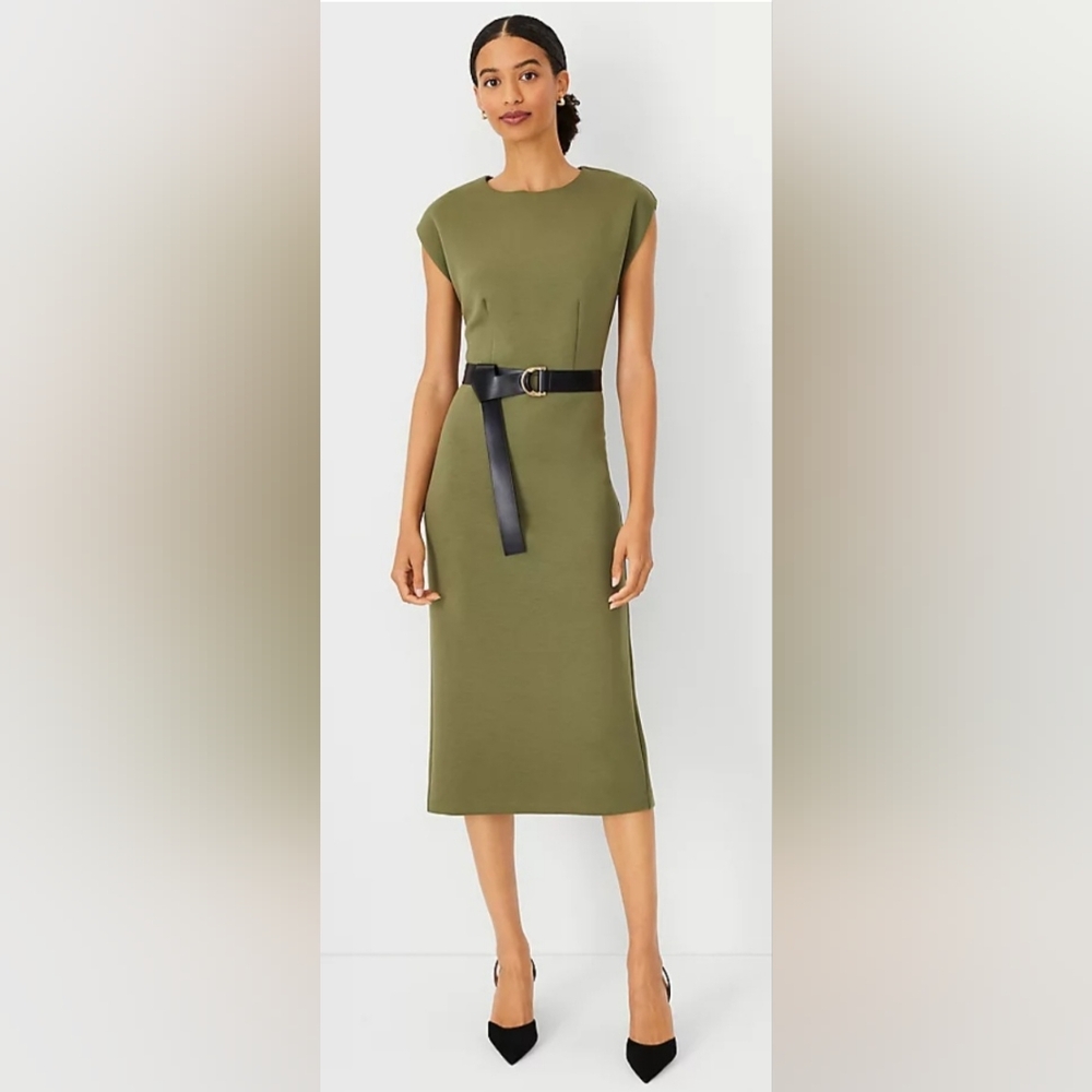 Ann Taylor Midi Sheath Dress Green